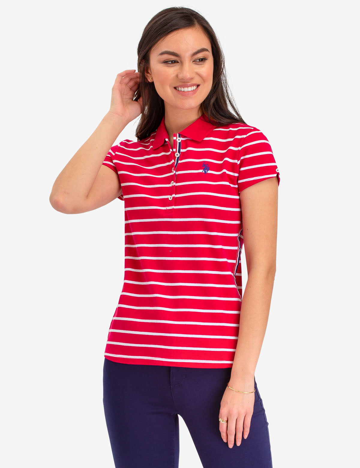 Striped Polo Shirt with Ribbed Cuffs & Embroidered Logo | Casual Short Sleeve