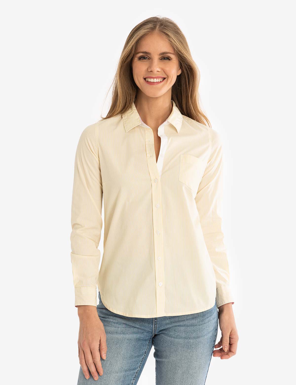 Striped Cotton Long Sleeve Shirt with Logo | U.S. Polo Assn.
