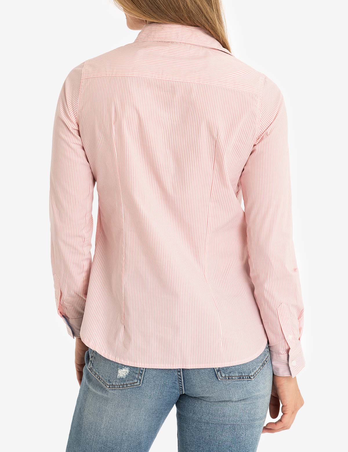 Striped Cotton Long Sleeve Shirt with Logo | U.S. Polo Assn.