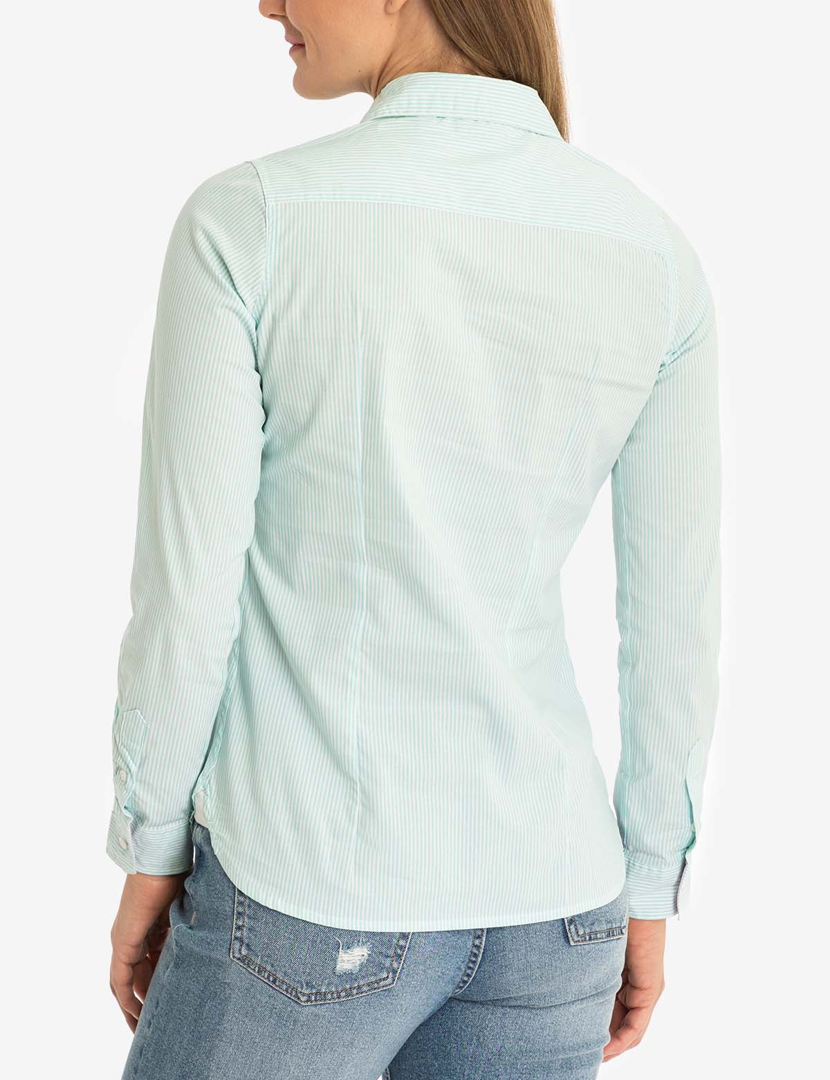Striped Cotton Long Sleeve Shirt with Logo | U.S. Polo Assn.