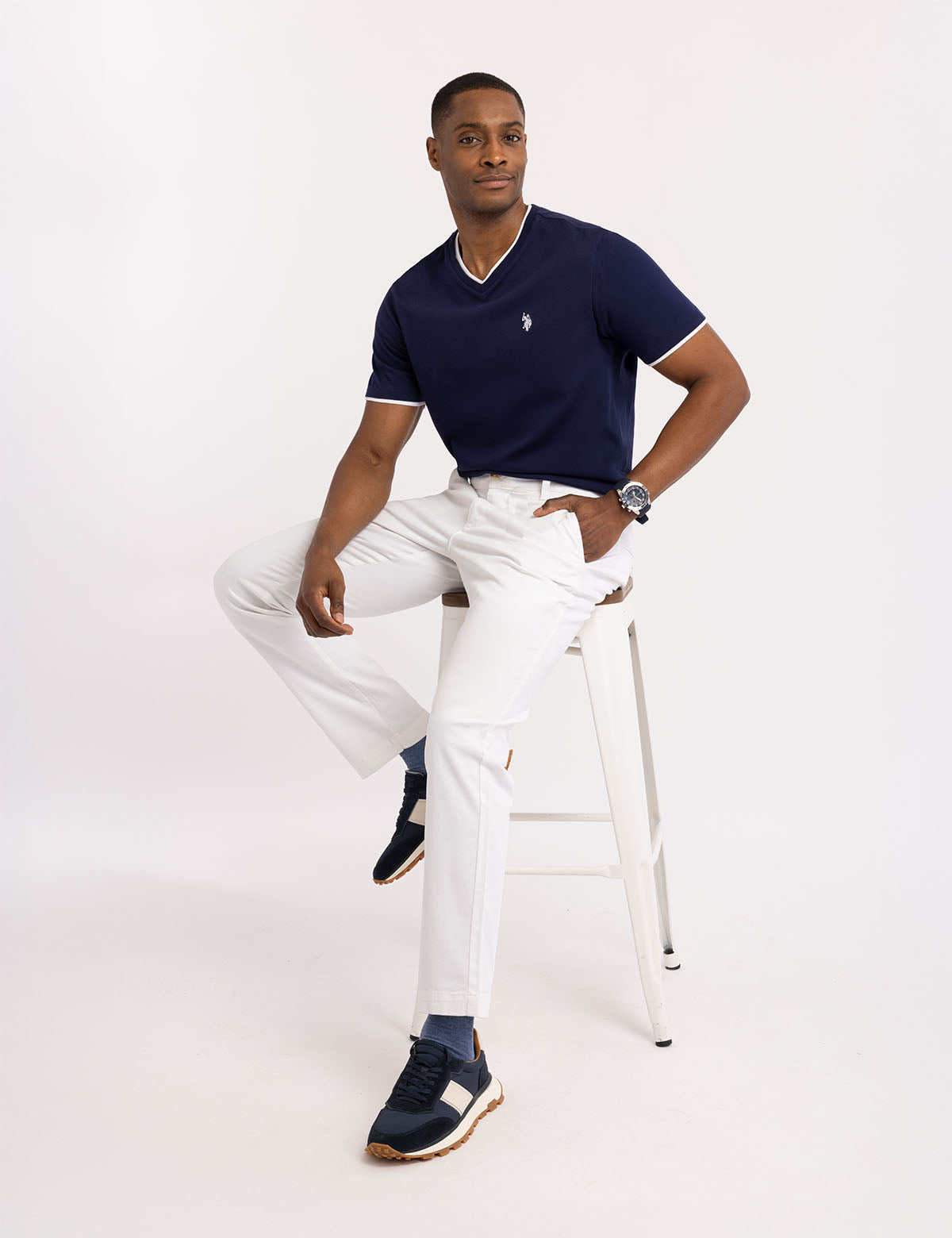 Double V-Neck T-Shirt for Men | Casual Slim Fit Tee