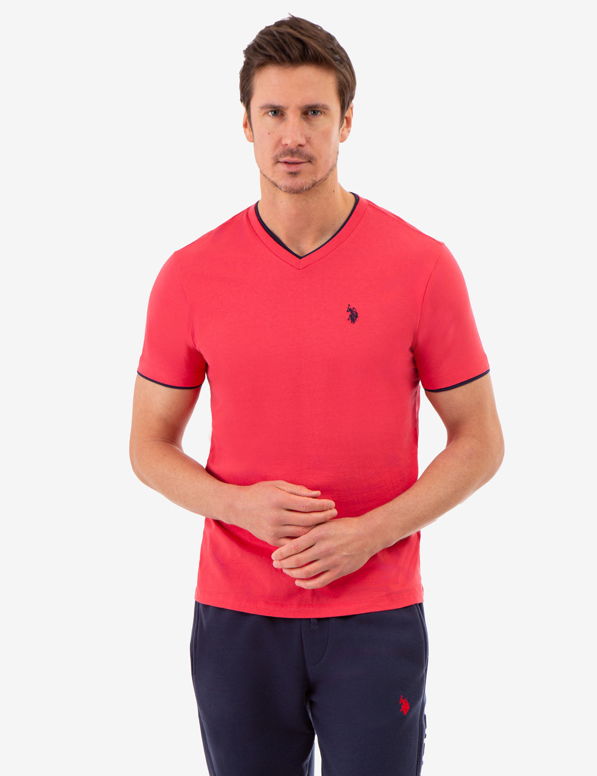 Double V-Neck T-Shirt for Men | Casual Slim Fit Tee