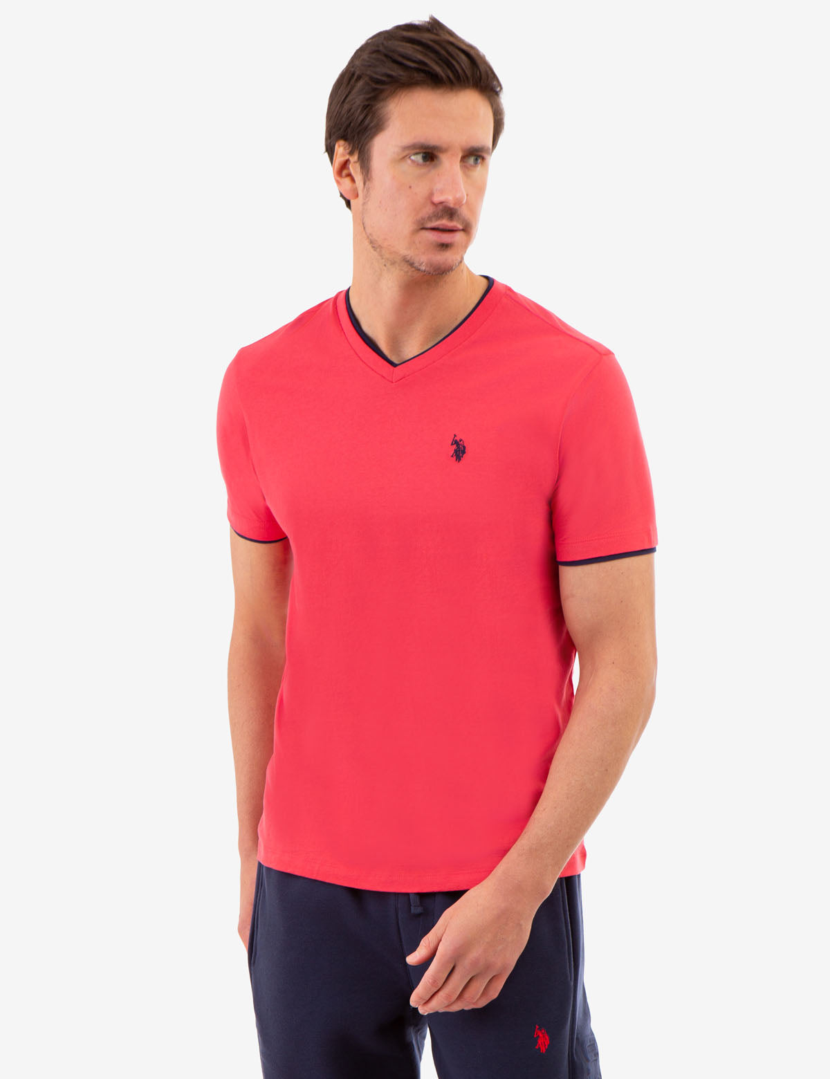 Double V-Neck T-Shirt for Men | Casual Slim Fit Tee