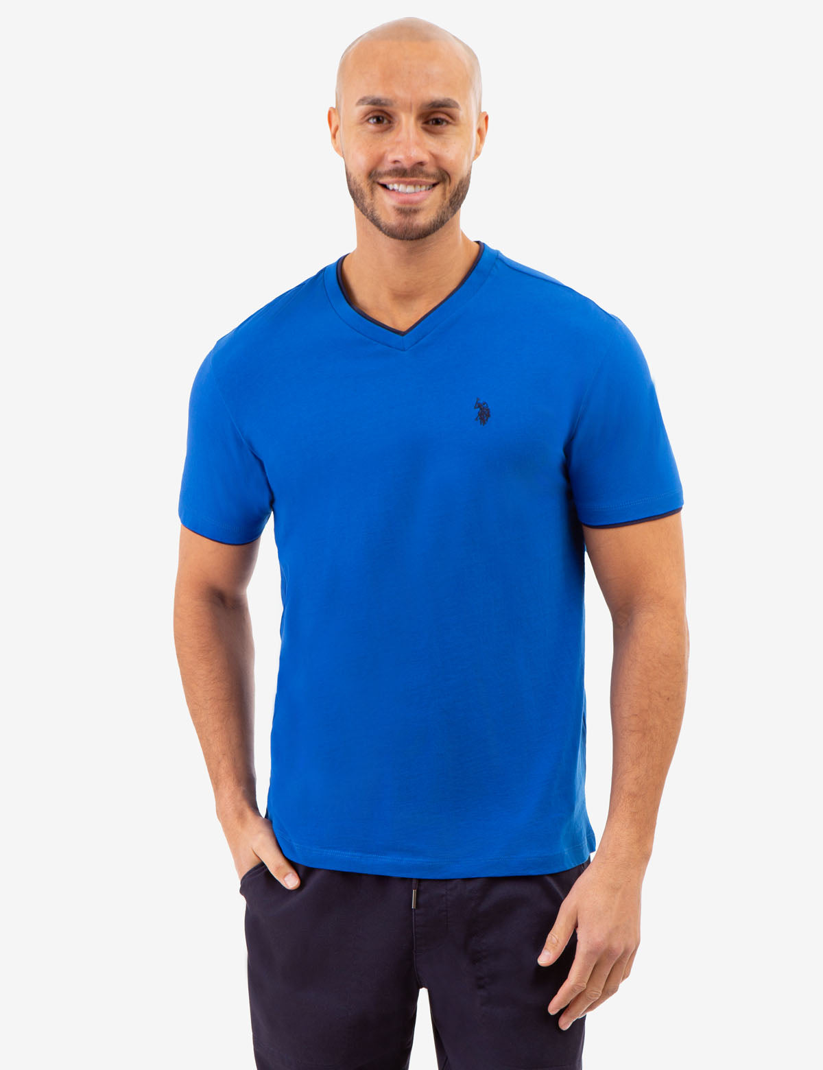 Double V-Neck T-Shirt for Men | Casual Slim Fit Tee