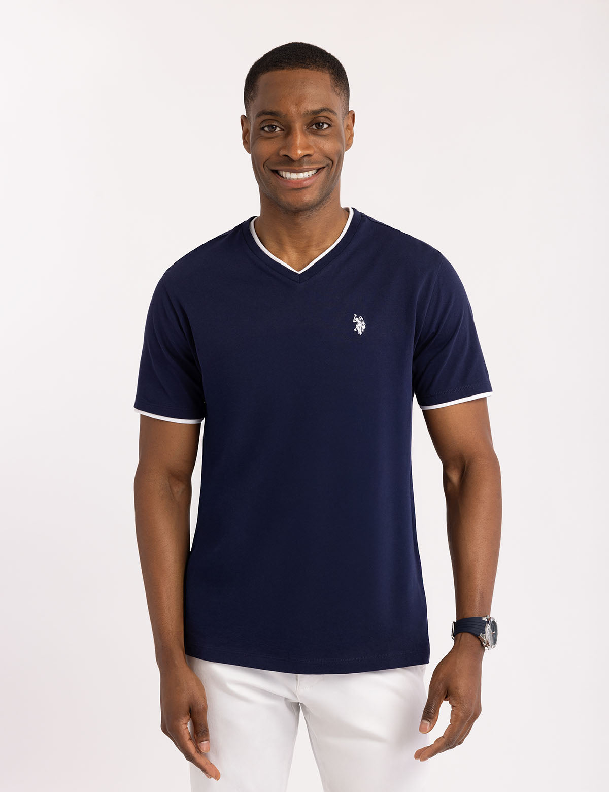 Double V-Neck T-Shirt for Men | Casual Slim Fit Tee