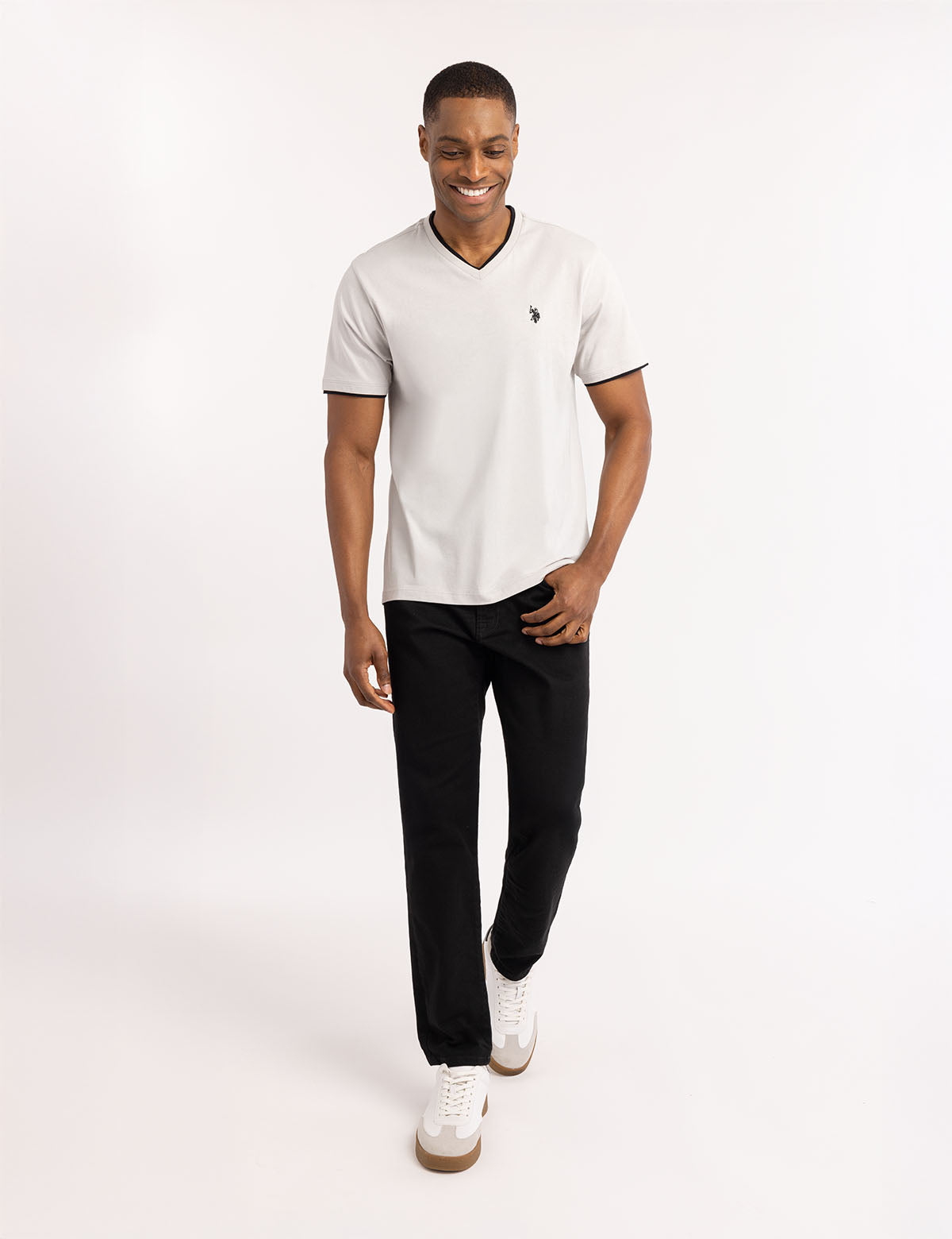Double V-Neck T-Shirt for Men | Casual Slim Fit Tee