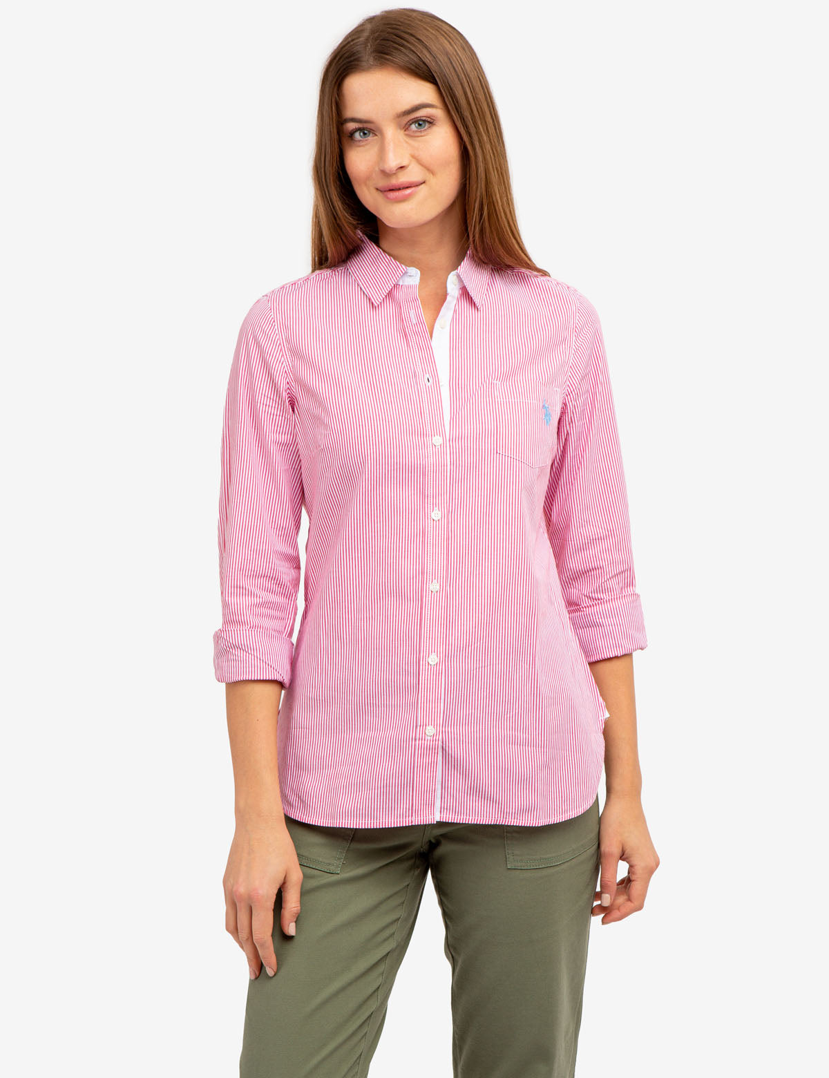 Striped Cotton Long Sleeve Shirt with Logo | U.S. Polo Assn.