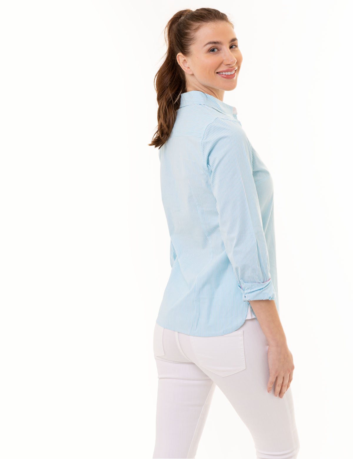 Striped Cotton Long Sleeve Shirt with Logo | U.S. Polo Assn.