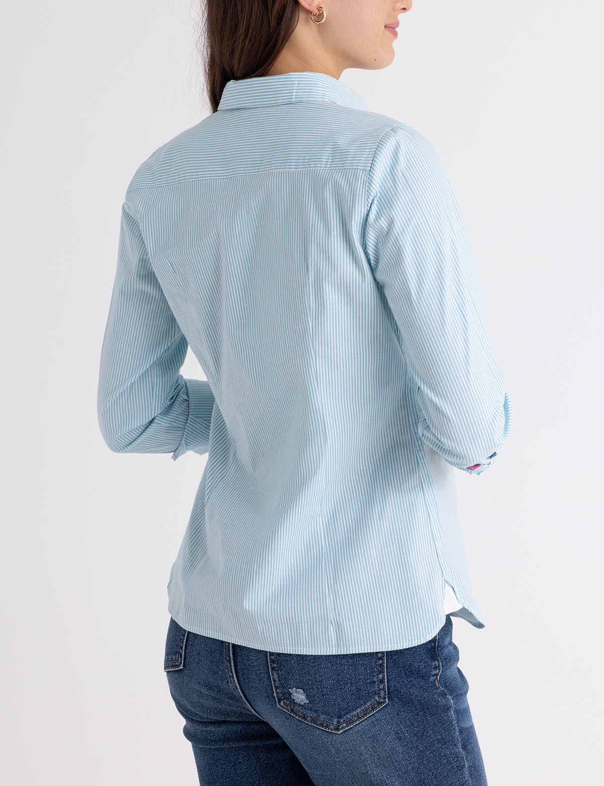 Striped Cotton Long Sleeve Shirt with Logo | U.S. Polo Assn.