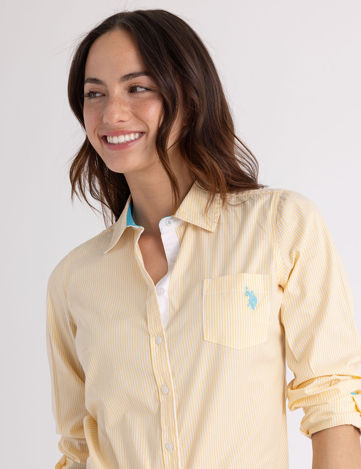 Striped Cotton Long Sleeve Shirt with Logo | U.S. Polo Assn.