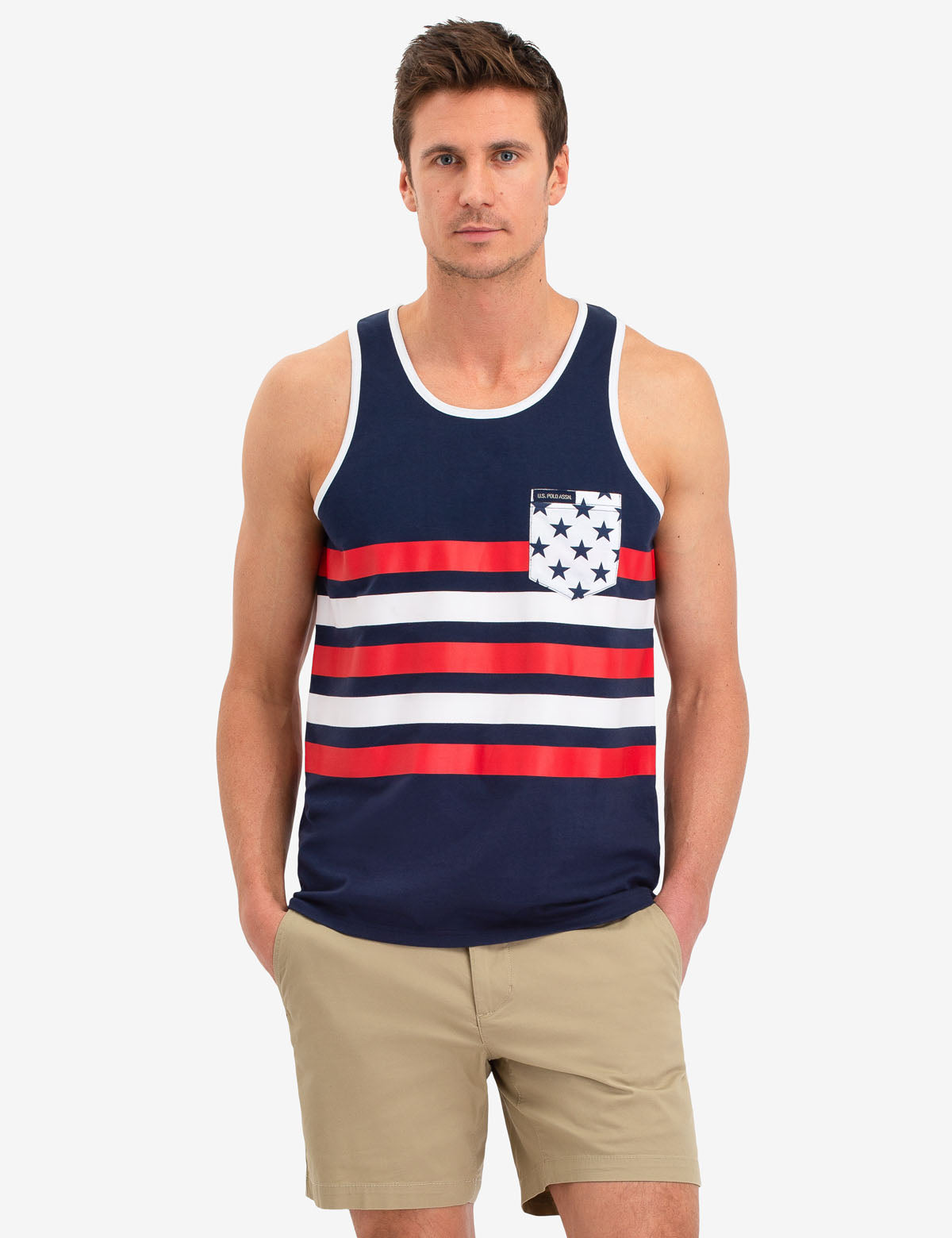 Striped Pocket Tank Top with Front Pocket | Casual Wear
