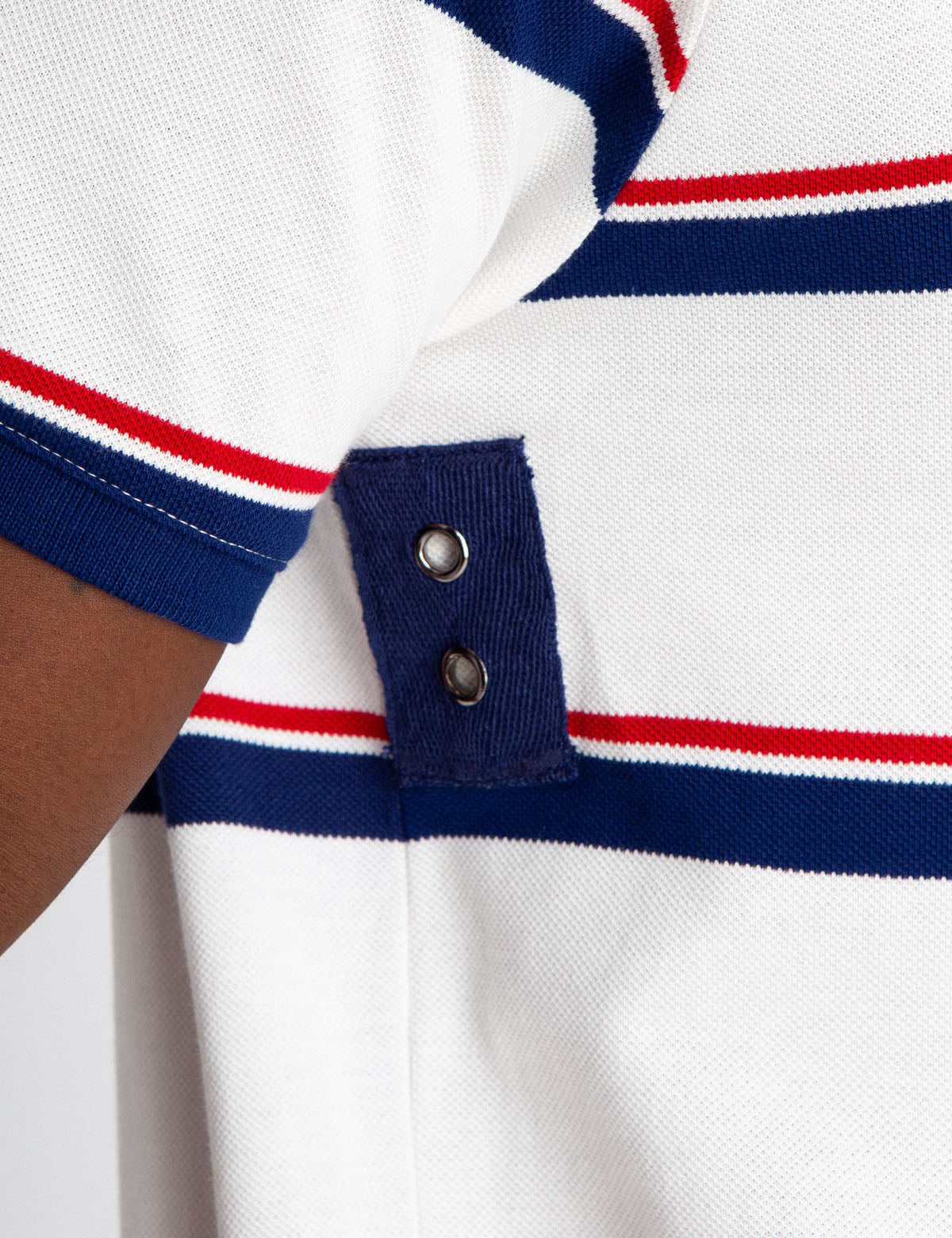 Striped Twill Polo Shirt with American Flag & Embroidered Logo | 100% Cotton