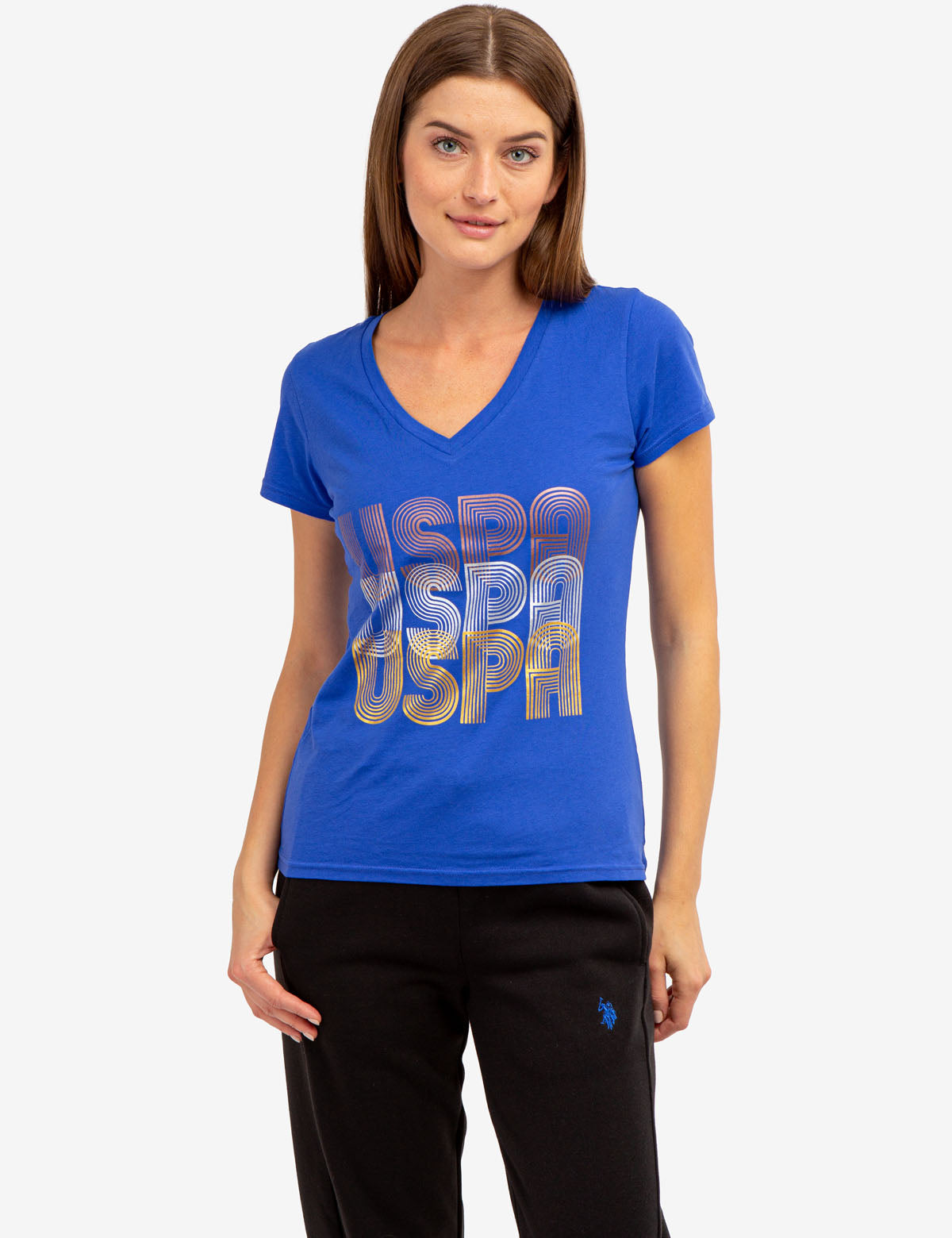 Triple USPA V-Neck T-Shirt for Men | Soft Cotton Crewneck Tee