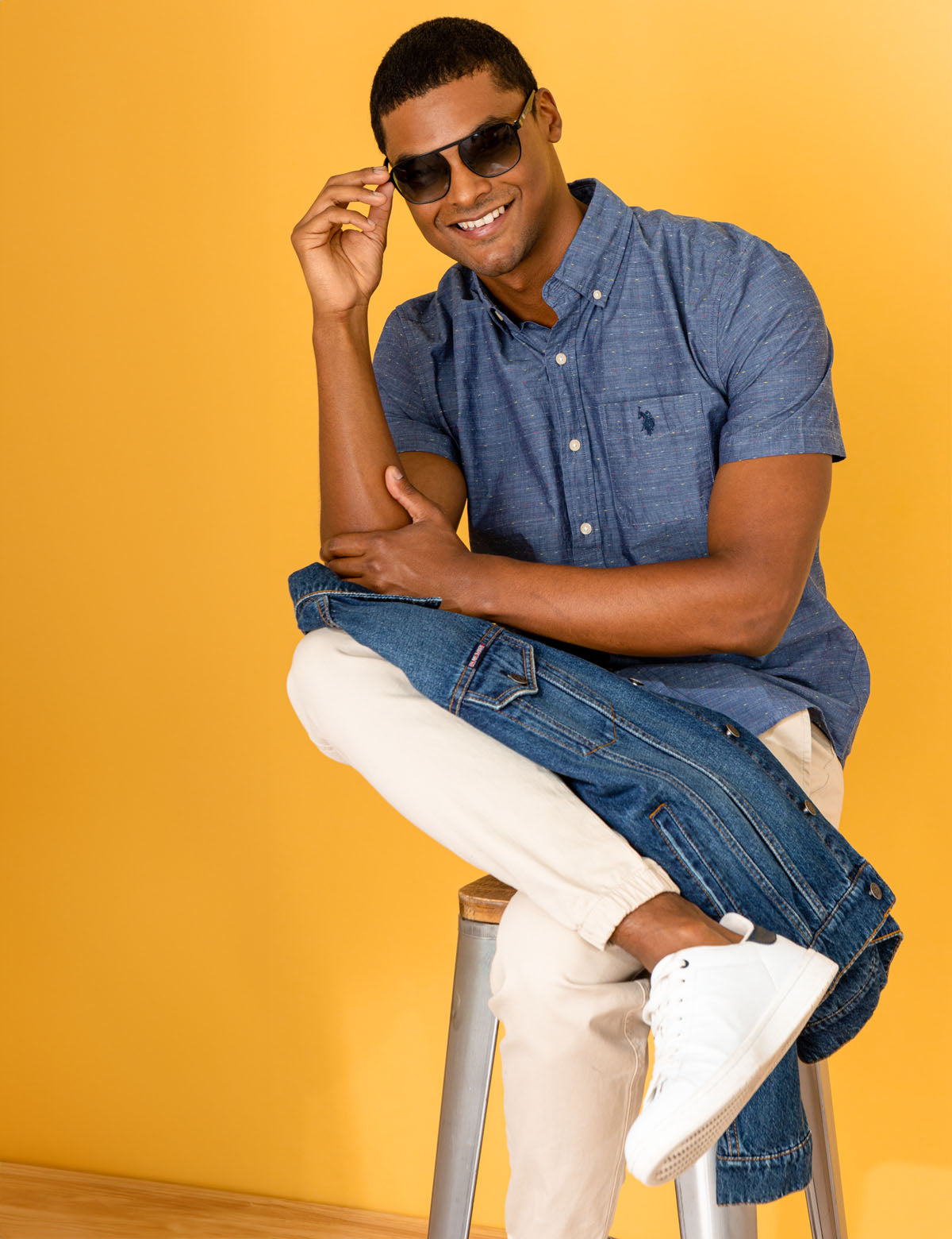 Swiss Dot Woven Shirt with Chest Pocket | Casual Button-Up