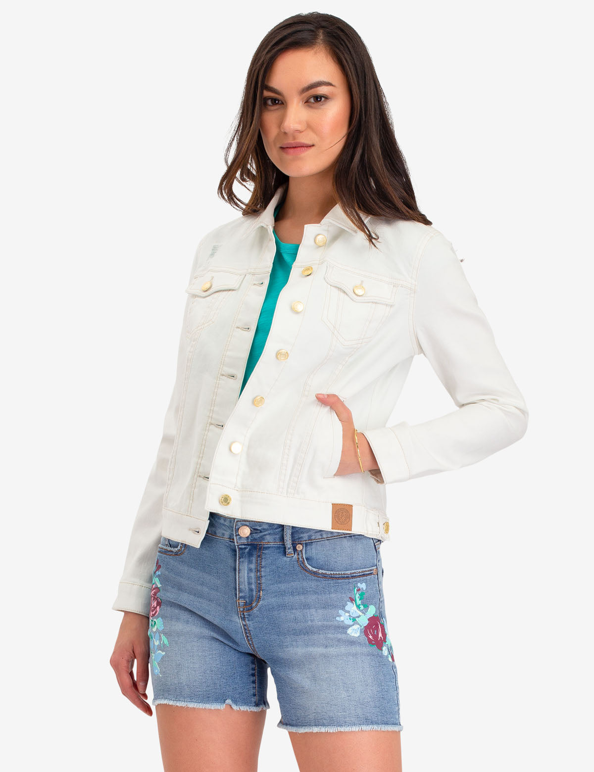 Tan Denim Jacket with Button Closure & Side Pockets | Casual Wear