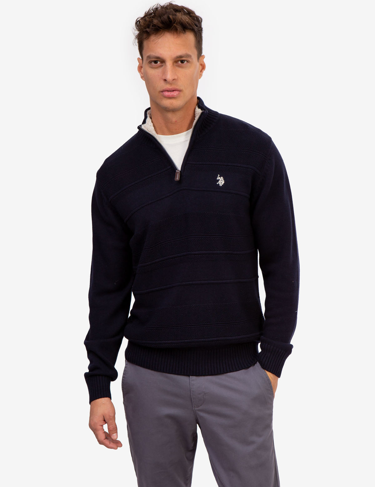 Textured 1/4 Zip Microsherpa Sweater for Men & Women | Cozy Winter Pullover