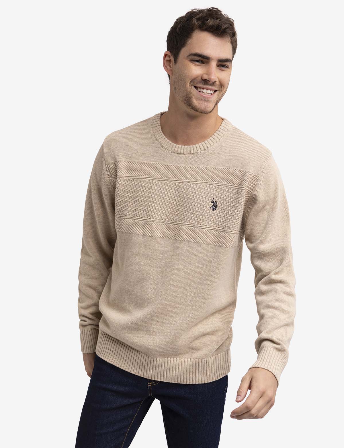 Textured Crew Neck Sweater for Men & Women | Cozy Knit Pullover