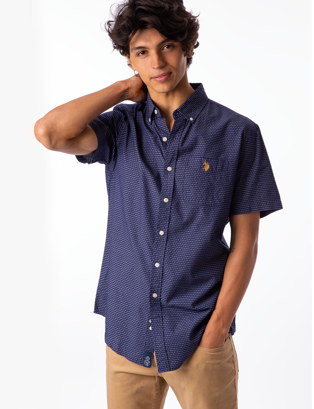 Textured Dobby Short Sleeve Shirt with Button Front & Pocket | Casual Men's Wear