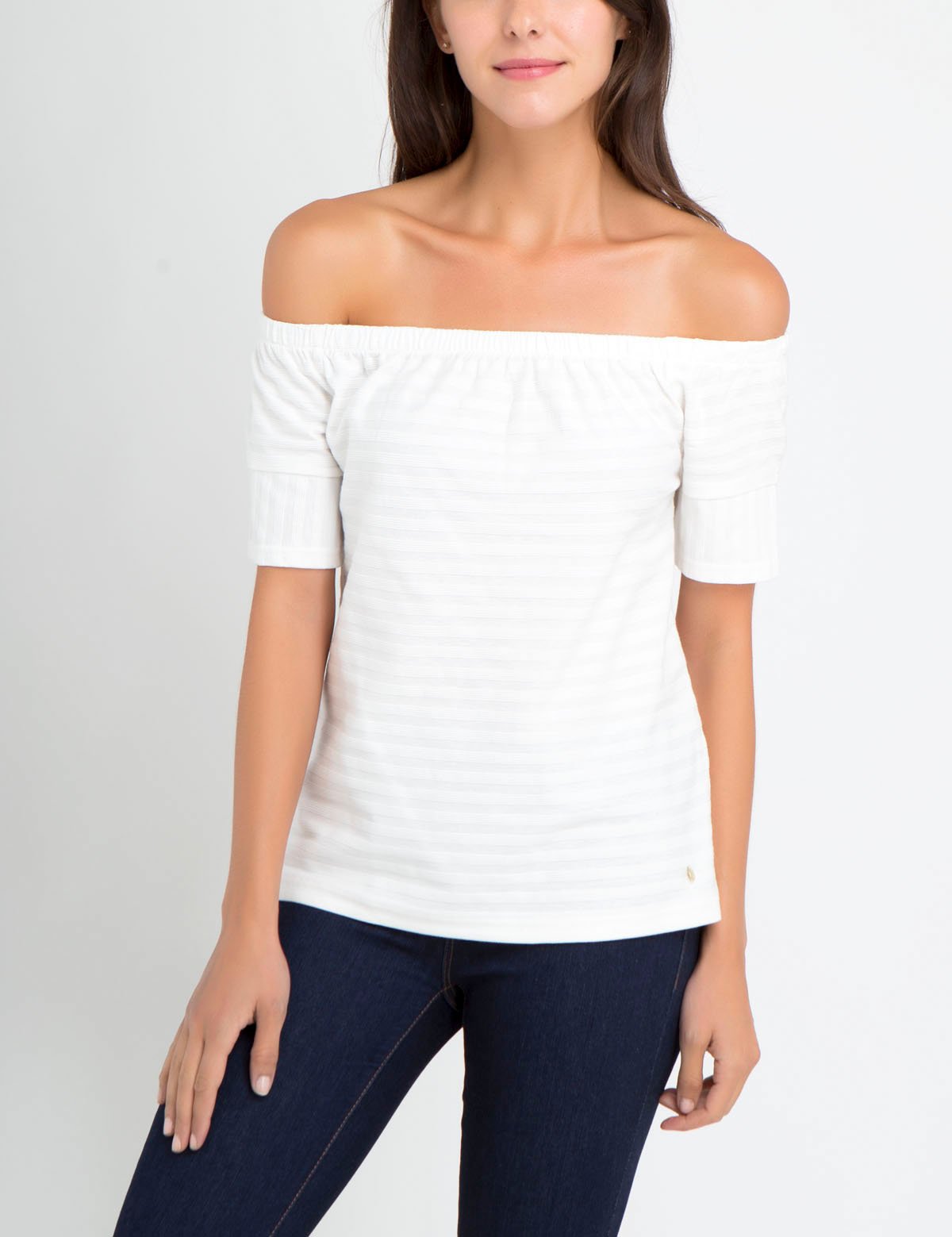 Textured Stripe Ballet Top | 100% Cotton & Smocked Elastic