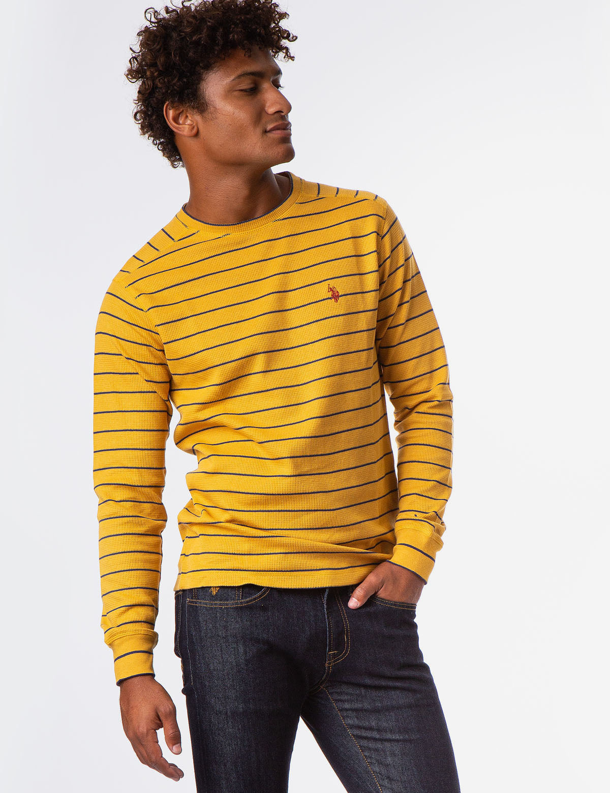 Thermal Henley Shirt with Crew Neck & Long Sleeves | Relaxed Fit