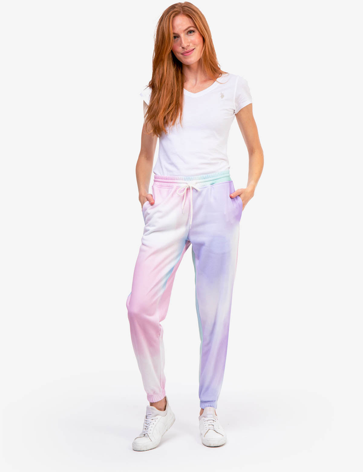 Tie-Dye Fleece Joggers with Elastic Waist & Side Pockets