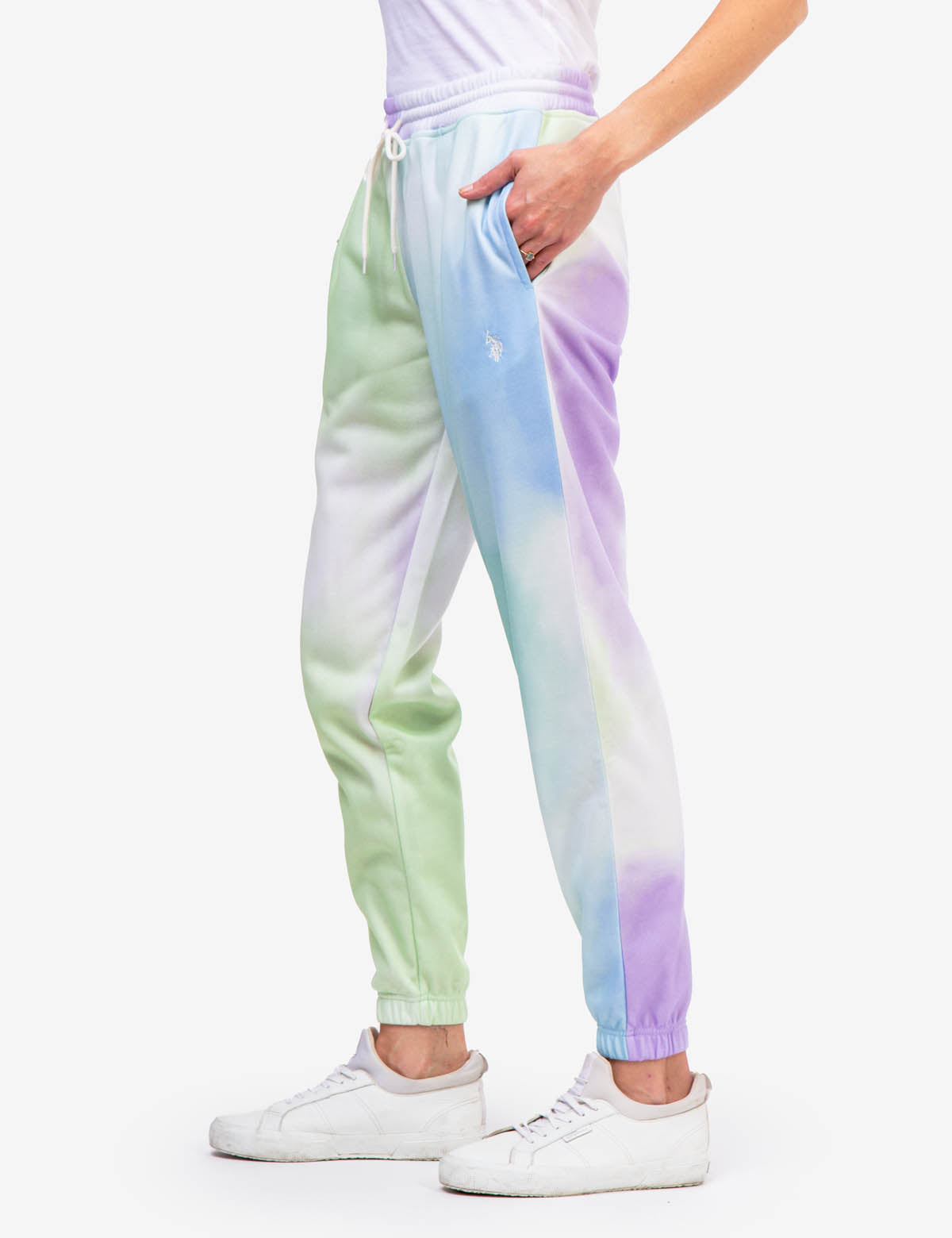 Tie-Dye Fleece Joggers with Elastic Waist & Side Pockets