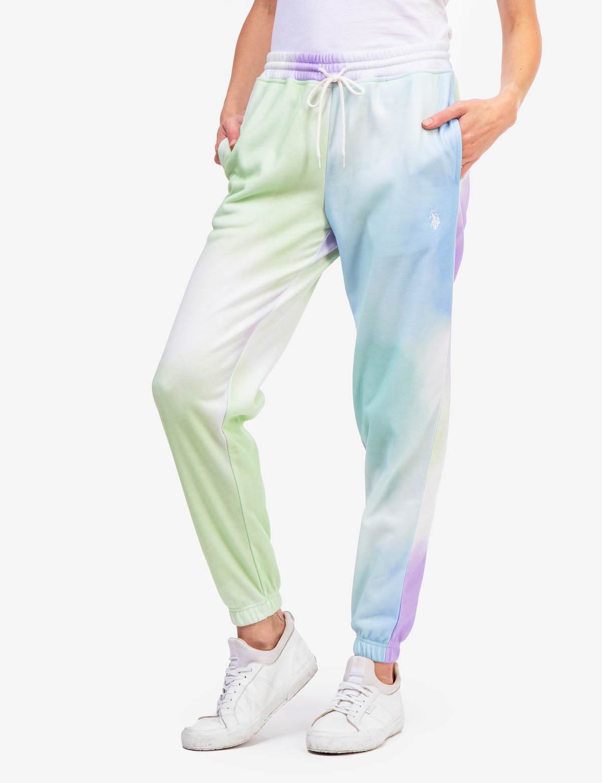 Tie-Dye Fleece Joggers with Elastic Waist & Side Pockets