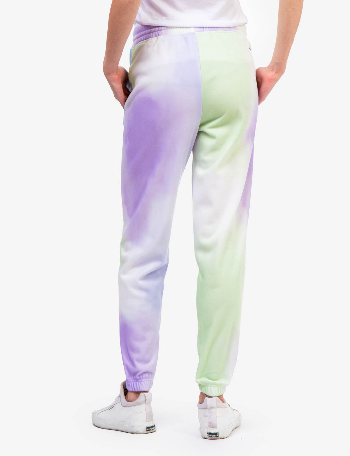 Tie-Dye Fleece Joggers with Elastic Waist & Side Pockets