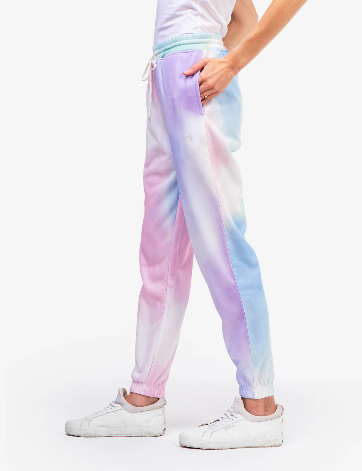 Tie-Dye Fleece Joggers with Elastic Waist & Side Pockets