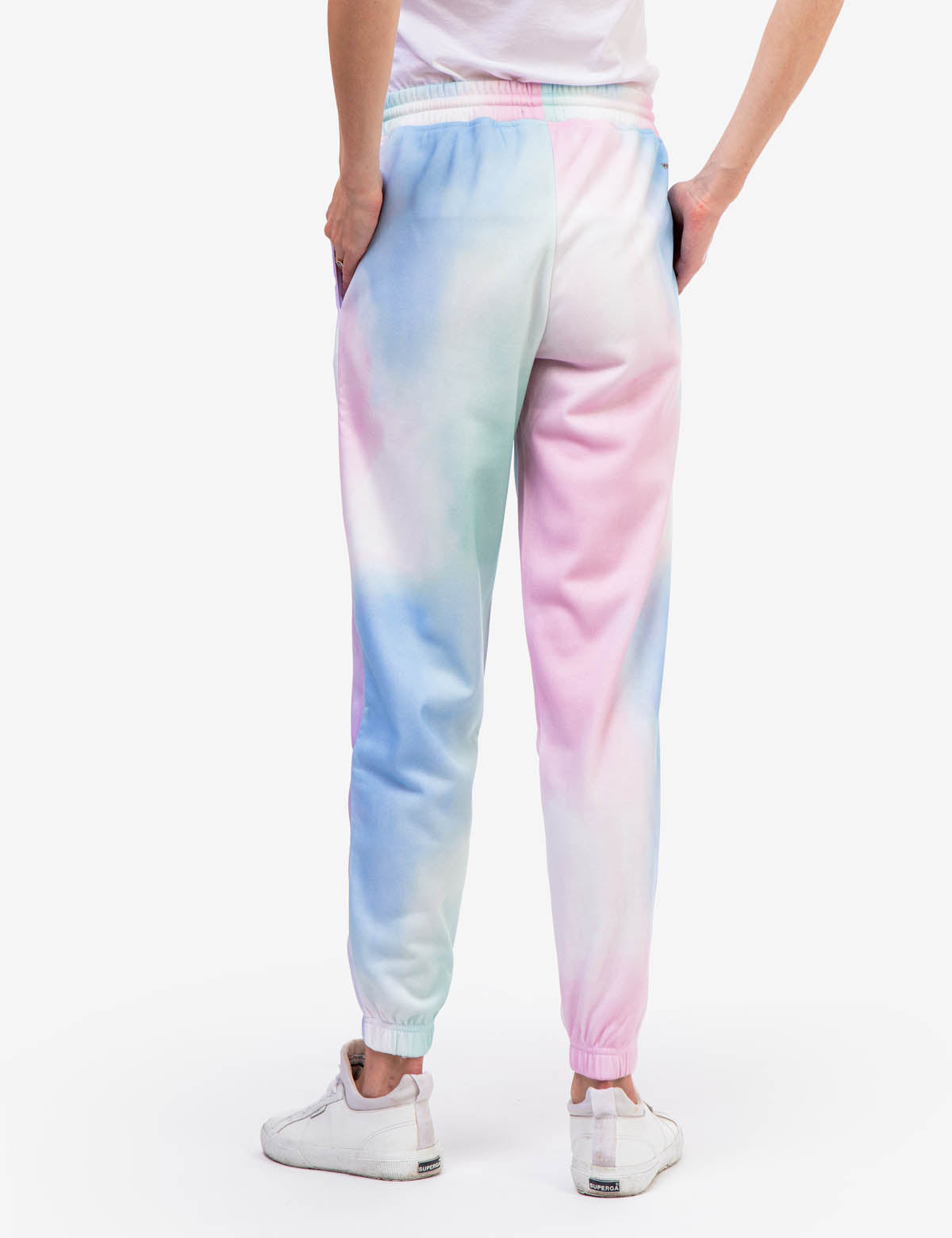 Tie-Dye Fleece Joggers with Elastic Waist & Side Pockets