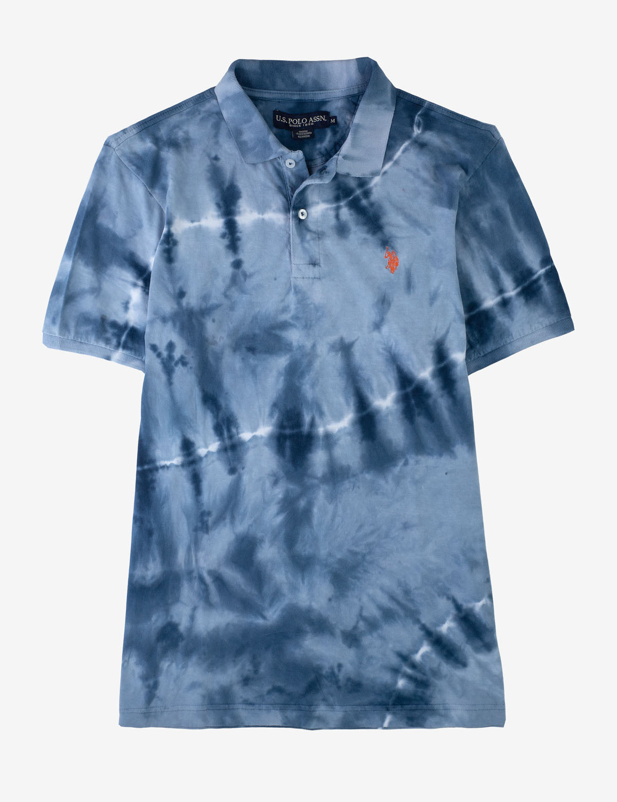 Tie Dye Polo Shirt with Short Sleeves & Embroidered Logo