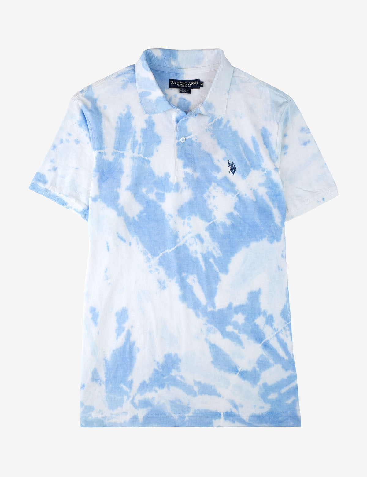 Tie Dye Polo Shirt with Short Sleeves & Embroidered Logo