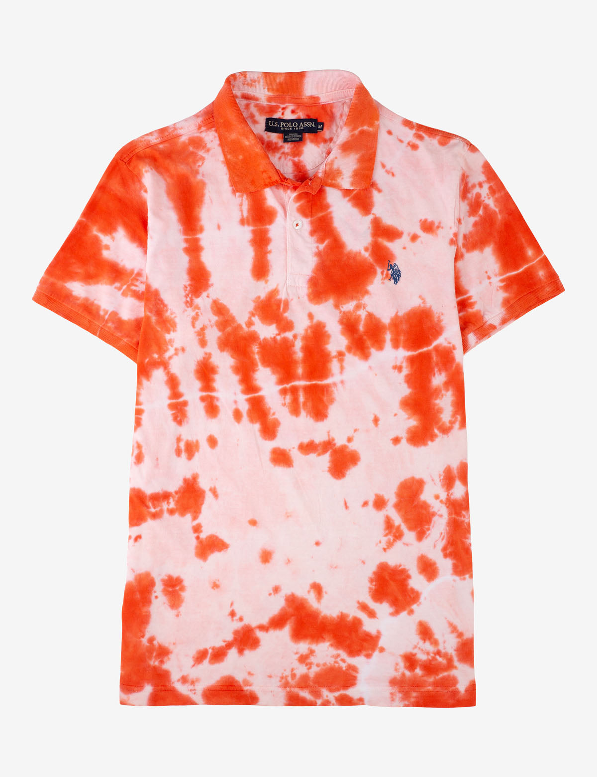 Tie Dye Polo Shirt with Short Sleeves & Embroidered Logo