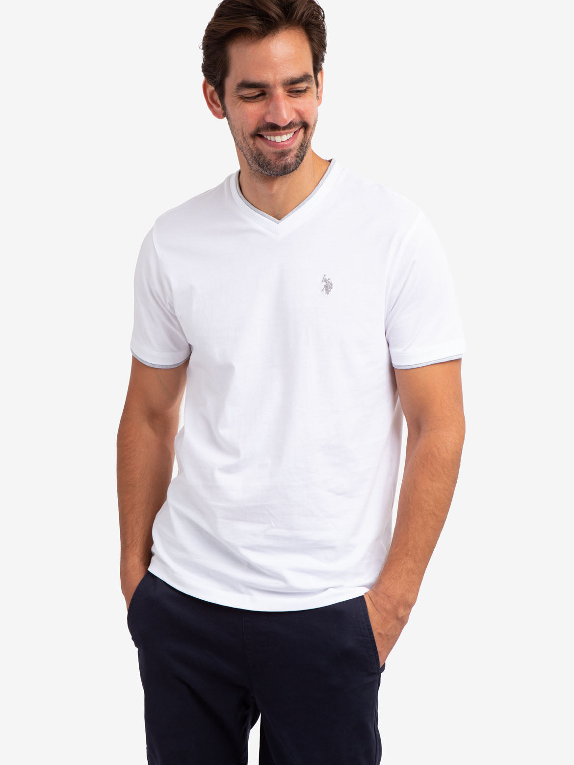 Double V-Neck T-Shirt for Men | Casual Slim Fit Tee