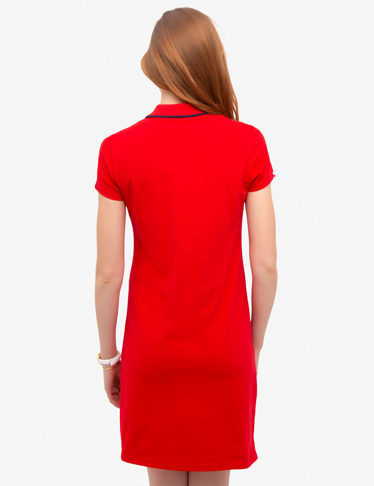 Tipped Polo Dress with Short Sleeves & Embroidered Logo | Cotton Blend