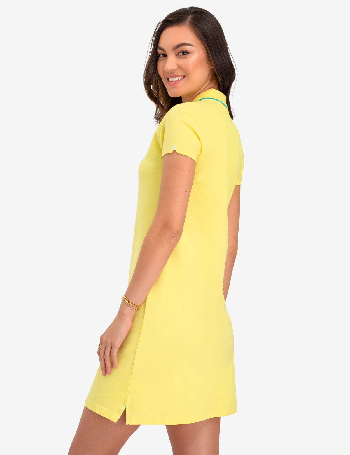 Tipped Polo Dress with Short Sleeves & Embroidered Logo | Cotton Blend