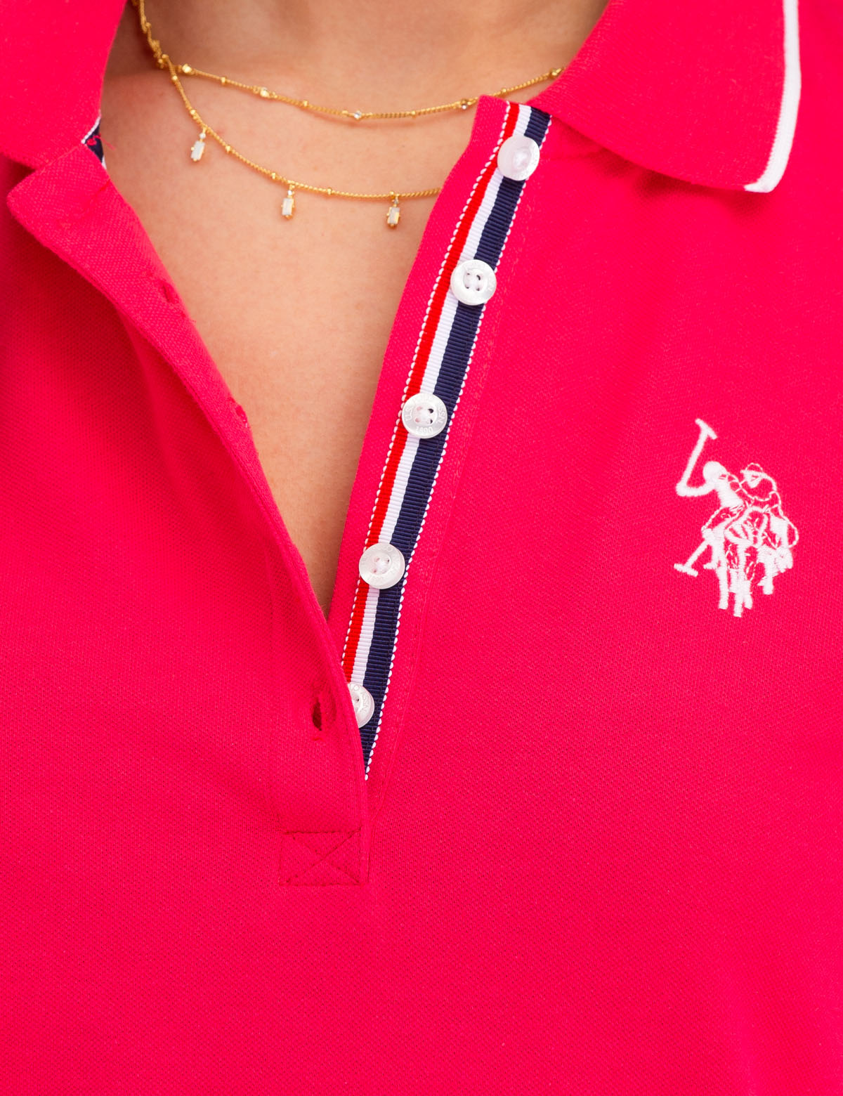 Tipped Polo Dress with Short Sleeves & Embroidered Logo | Cotton Blend