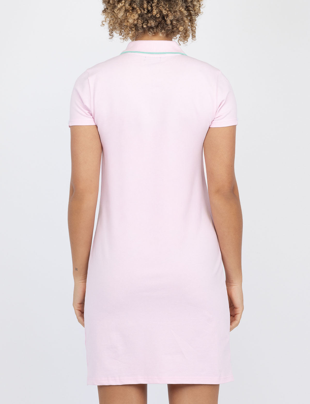 Tipped Polo Dress with Short Sleeves & Embroidered Logo | Cotton Blend