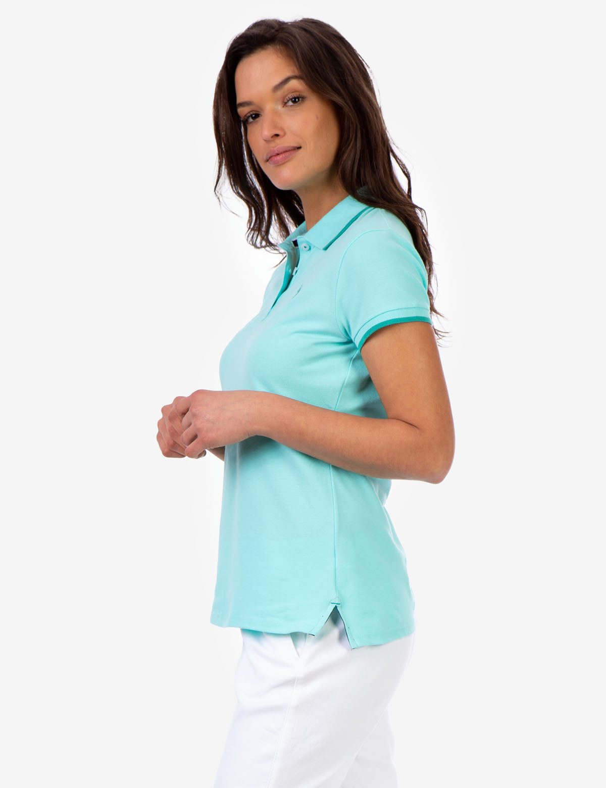 Men's Tipped Polo Shirt with Contrast Collar & Vented Hems