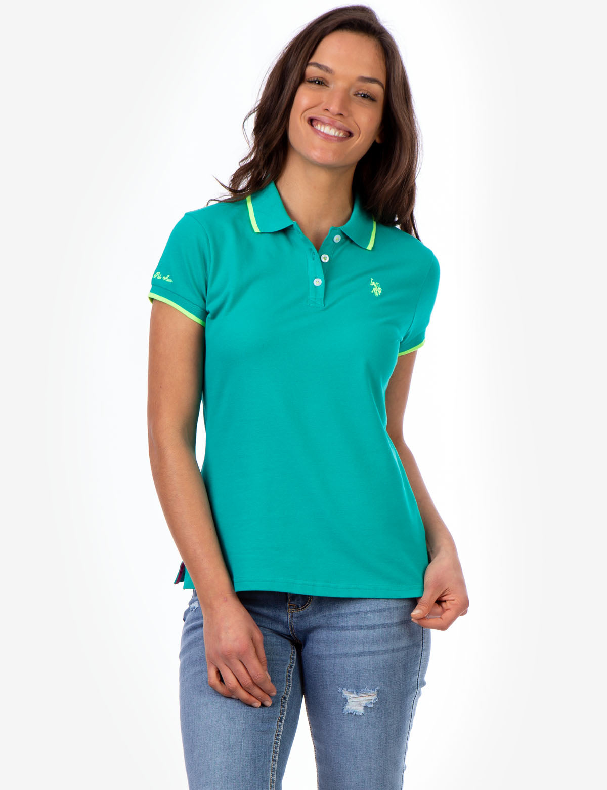 Men's Tipped Polo Shirt with Contrast Collar & Vented Hems