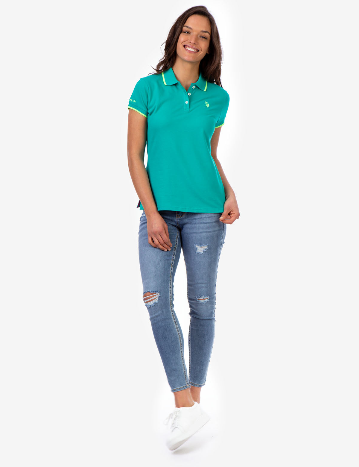 Men's Tipped Polo Shirt with Contrast Collar & Vented Hems