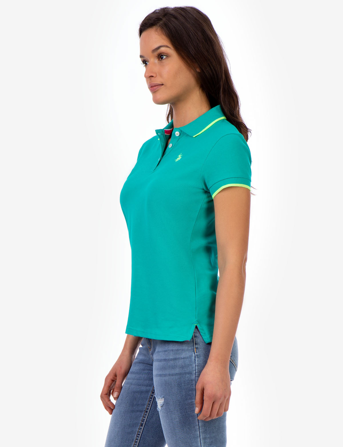 Men's Tipped Polo Shirt with Contrast Collar & Vented Hems