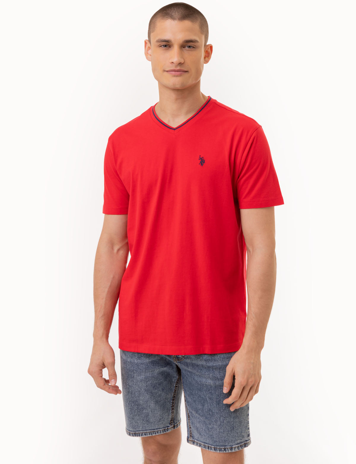 Tipped V-Neck Jersey T-Shirt for Men | Soft & Breathable