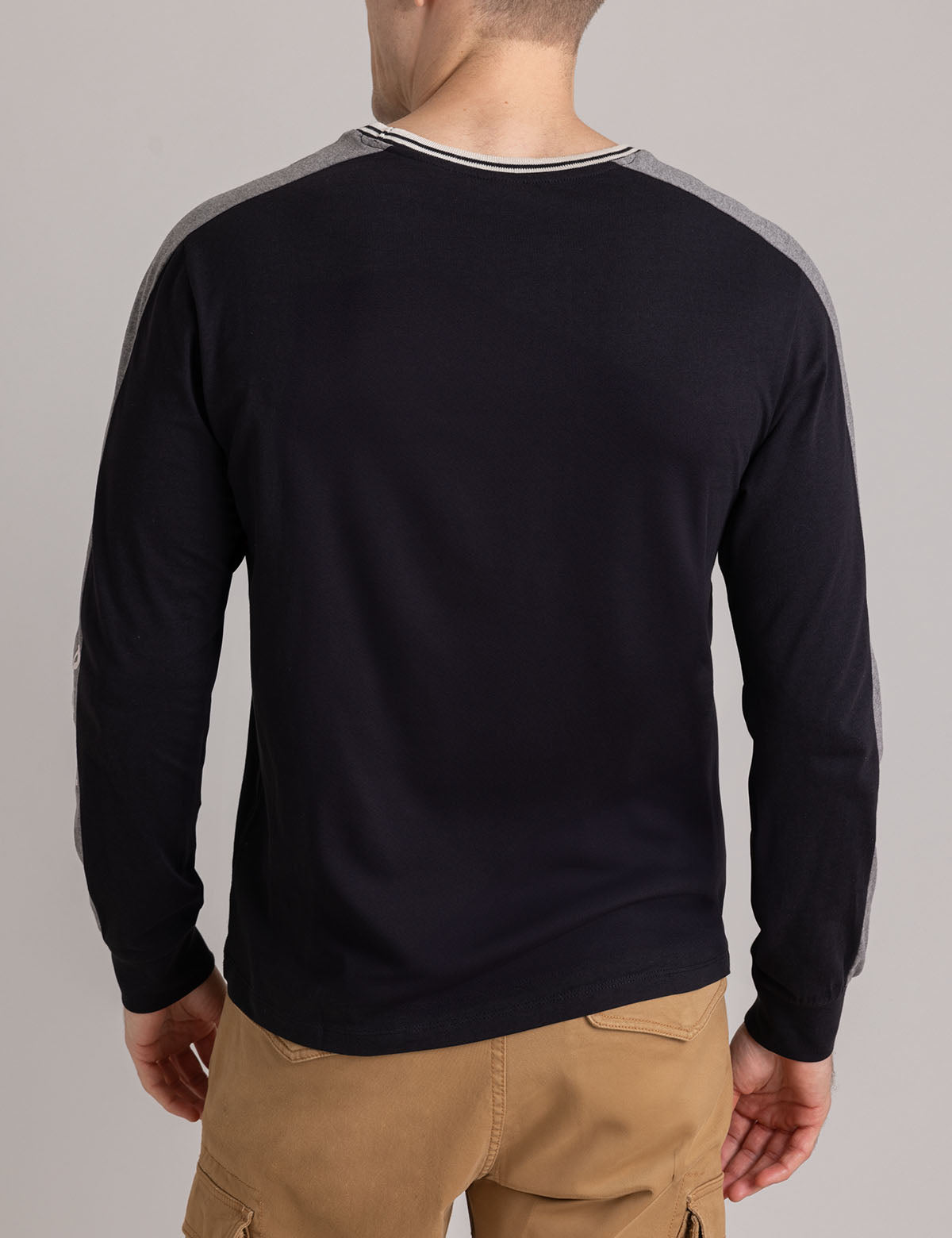 Tipped Long Sleeve T-Shirt with Wordmark Design | Comfort Fit