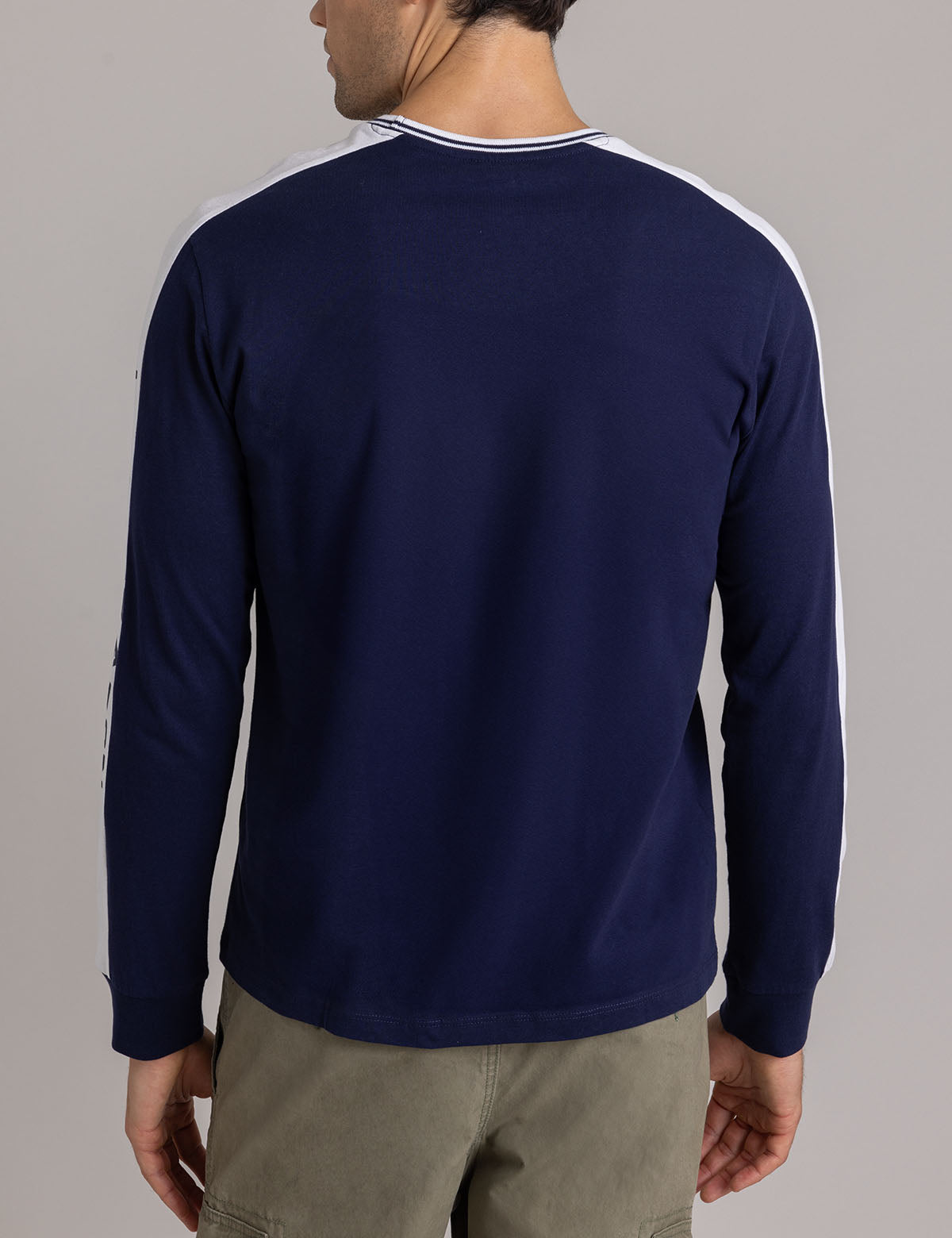Tipped Long Sleeve T-Shirt with Wordmark Design | Comfort Fit