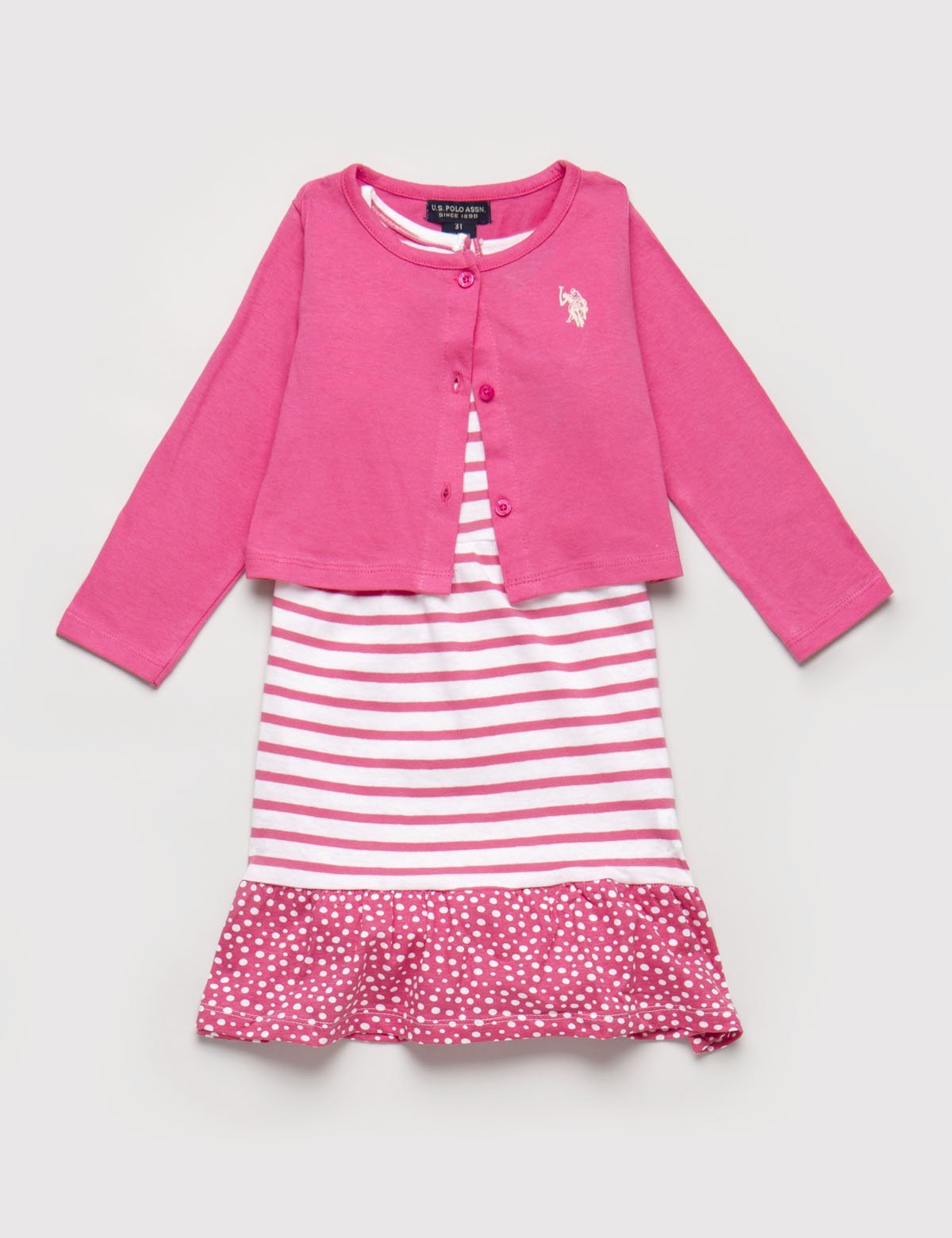 Girls 2-Piece Cotton Dress & Cardigan Set with Ruffles | Toddler Outfit