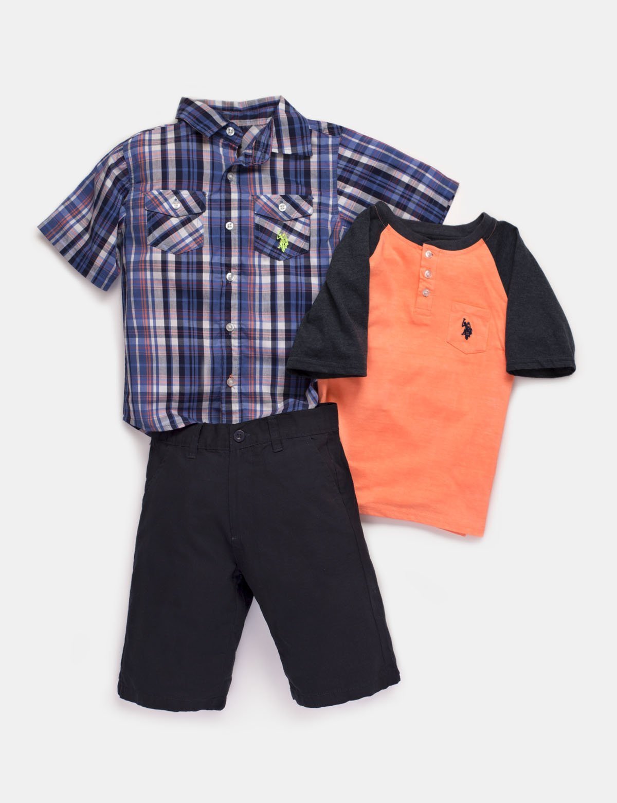 Toddler 3-Piece Outfit - Shirt, Tee & Shorts Set | Cotton Comfort