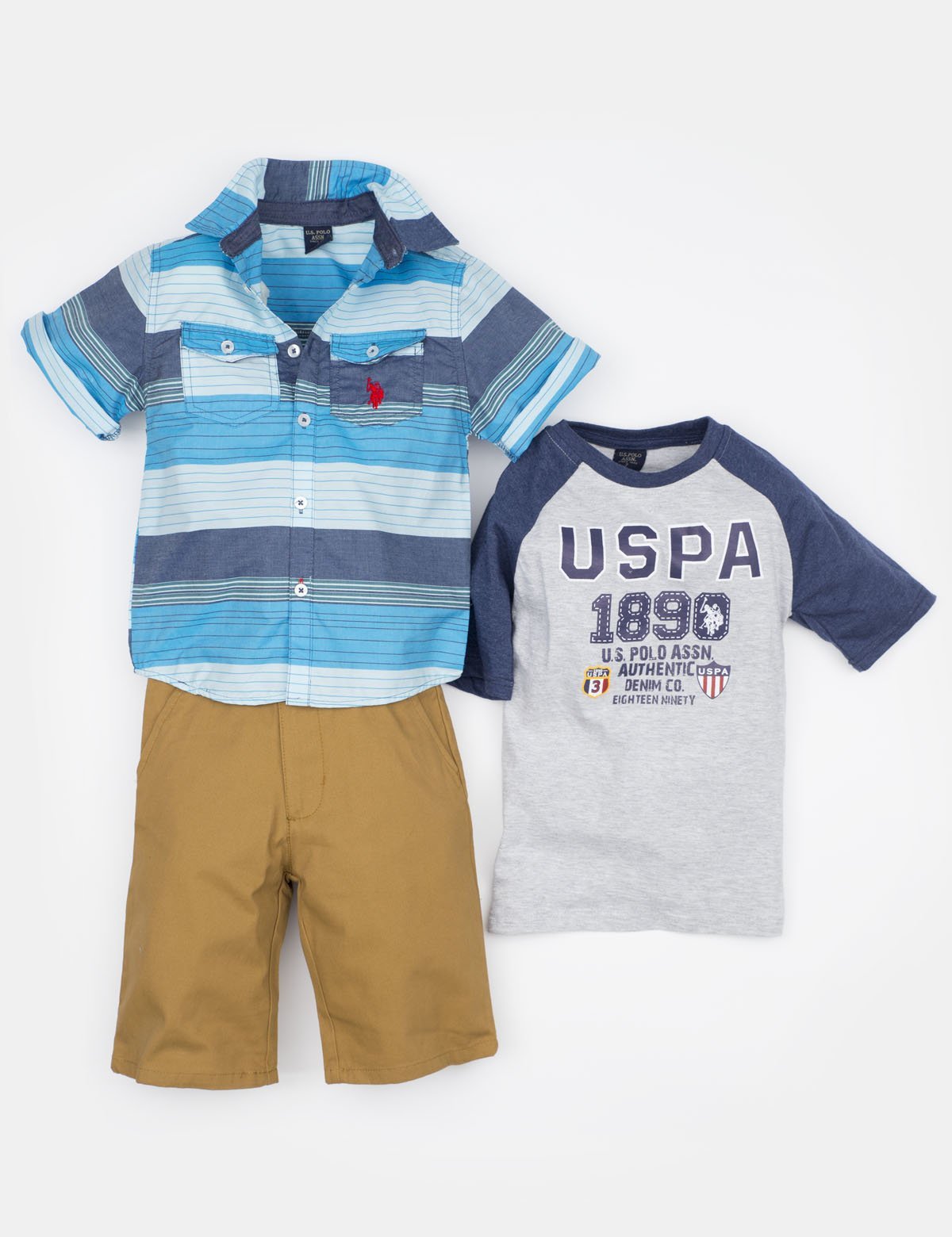 Toddler 3-Piece Outfit - Shirt, Tee & Shorts Set | Cotton Comfort