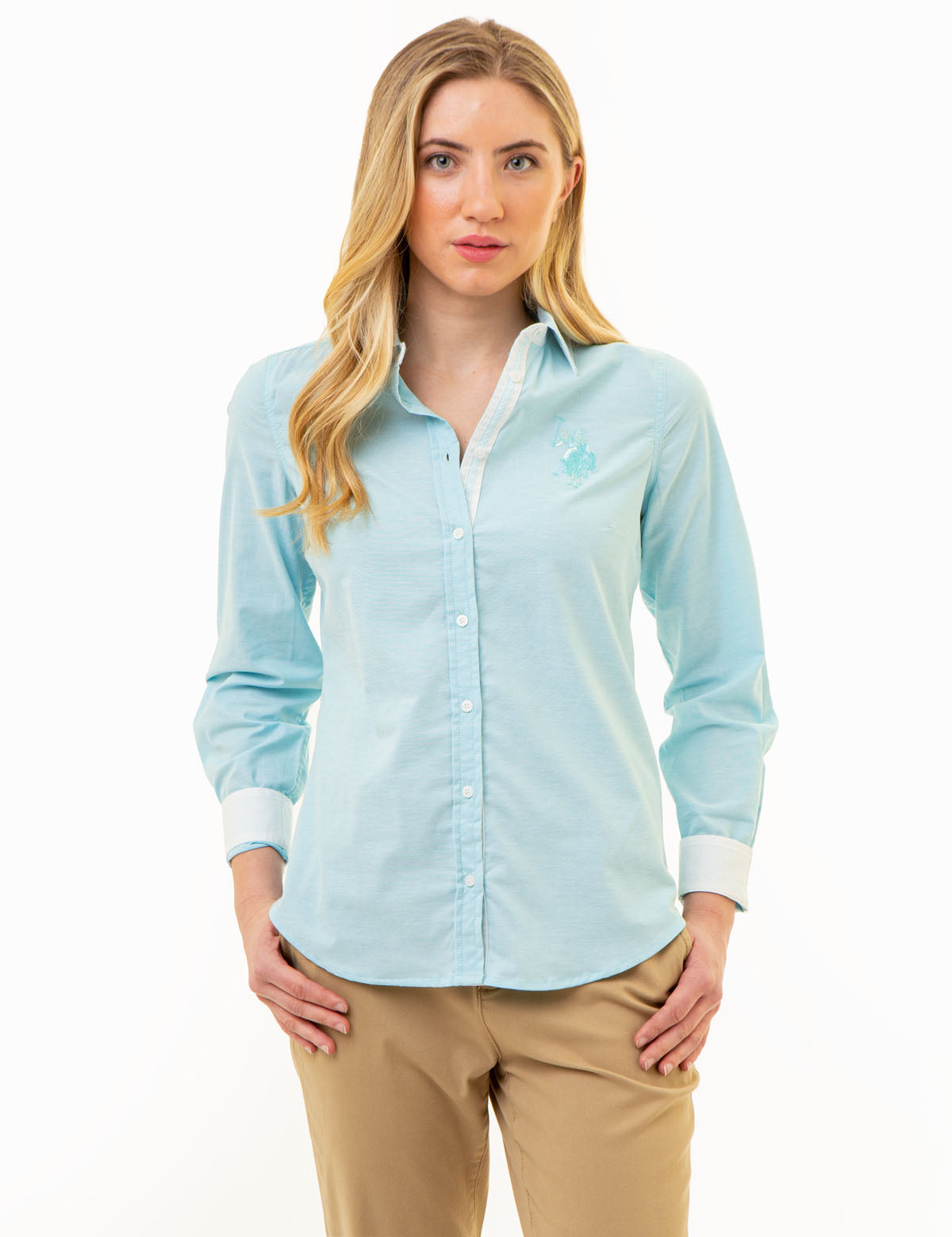 Classic Oxford Shirt with Button Cuffs & Embroidered Logo | Tonal