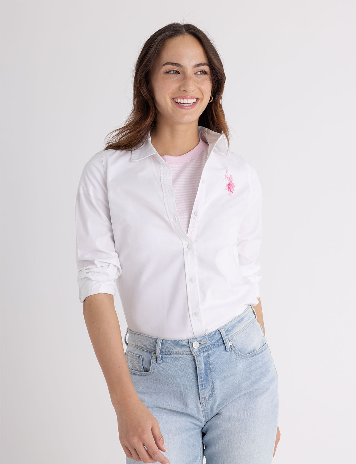 Classic Oxford Shirt with Button Cuffs & Embroidered Logo | Tonal